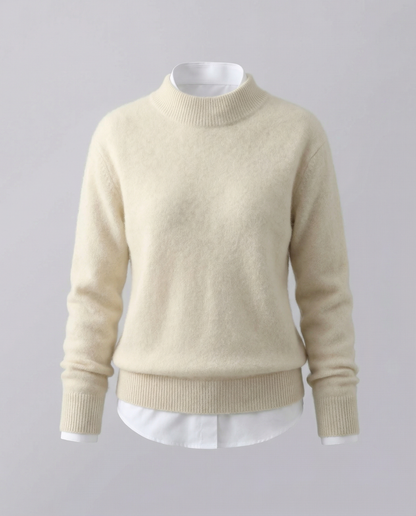 Damen Cashmerepullover Elegantes Design Beige