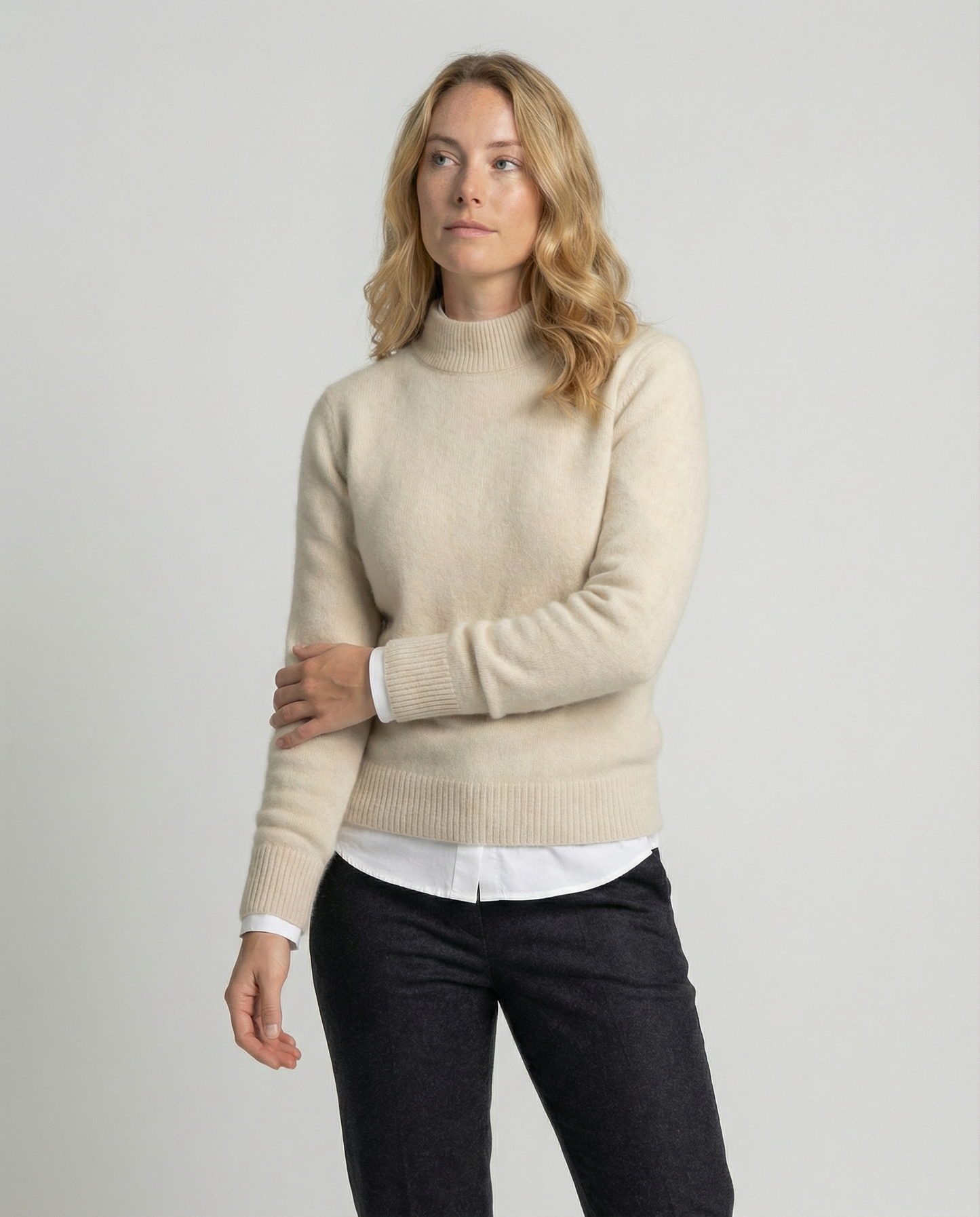 Damen Cashmerepullover Elegantes Design Beige - Norvielle