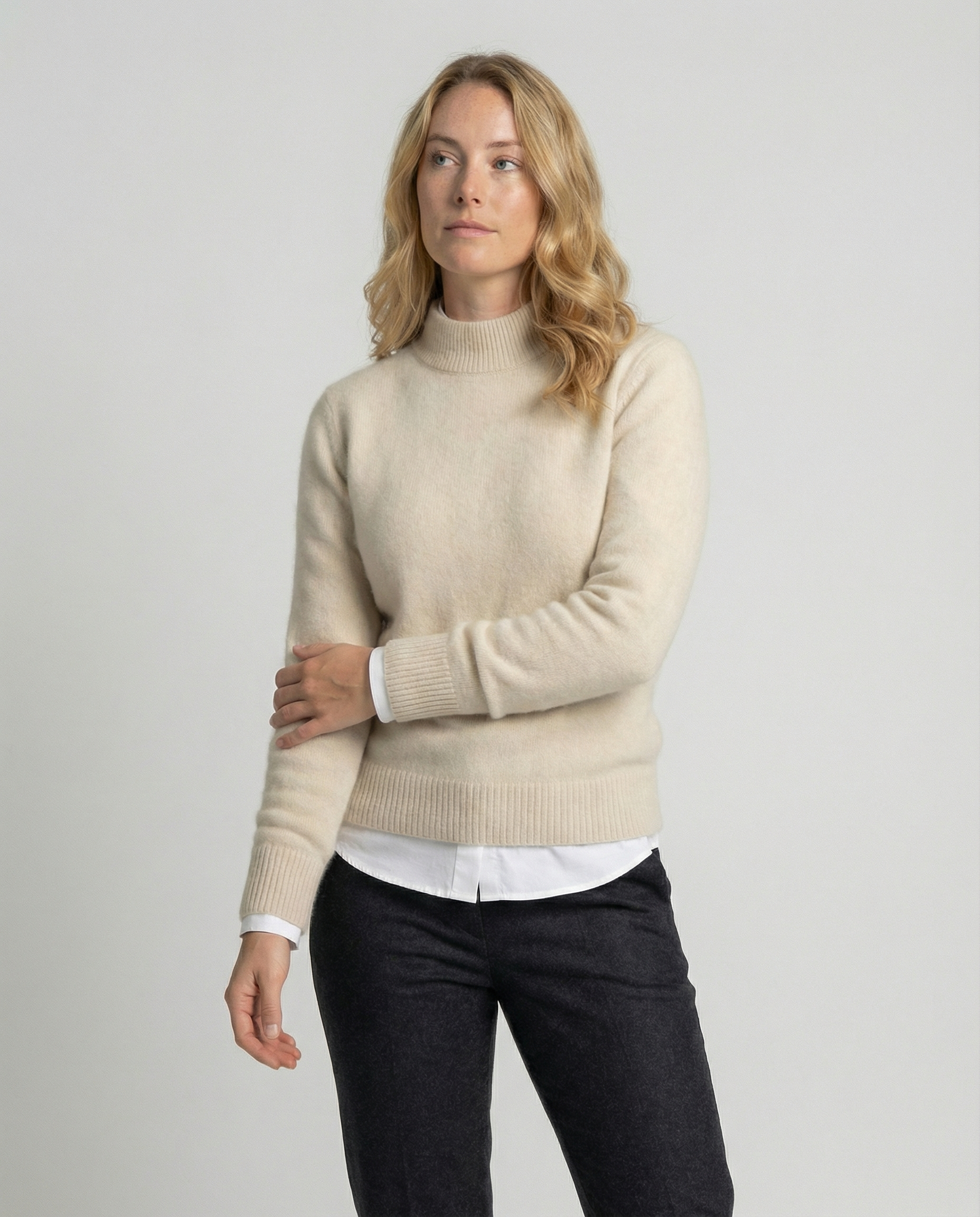 Damen Cashmerepullover Elegantes Design Beige - Norvielle