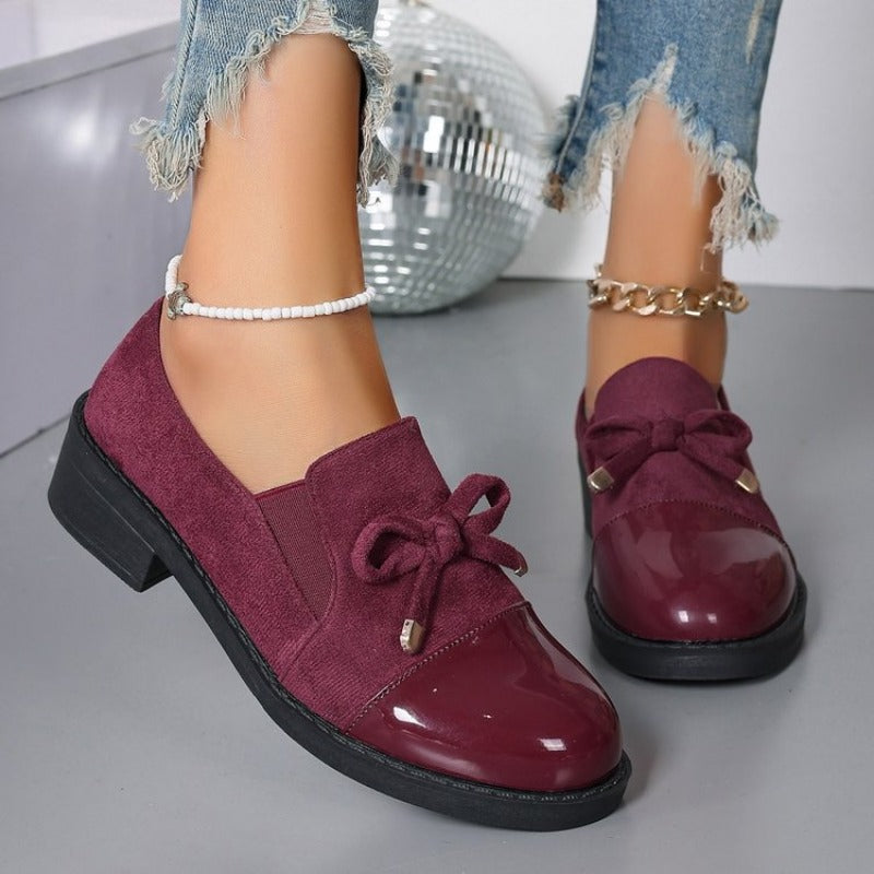 Damen Loafers Schleife Blockabsatz - Norvielle