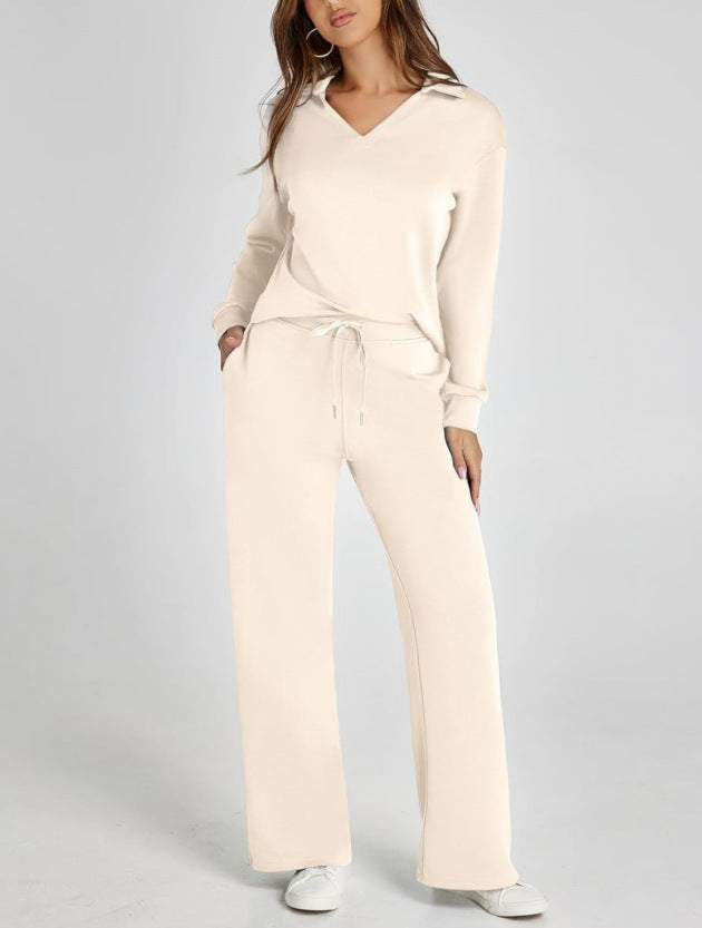 Damen Freizeitanzug mit Reißverschluss-Pullover und weite Hose