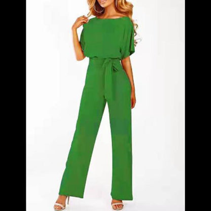 Damen Jumpsuit Taillengürtel Figurbetont