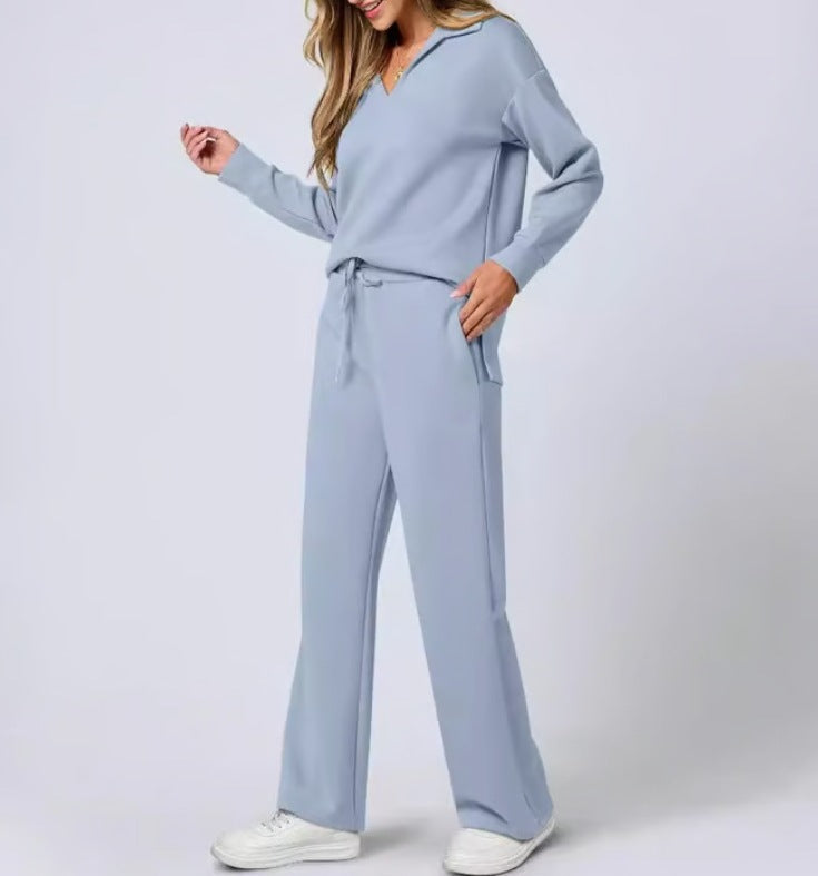 Damen Freizeitanzug mit Reißverschluss-Pullover und weite Hose