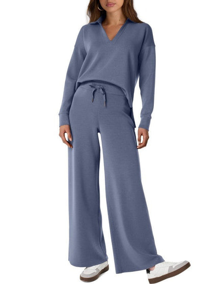 Damen Freizeitanzug mit Reißverschluss-Pullover und weite Hose