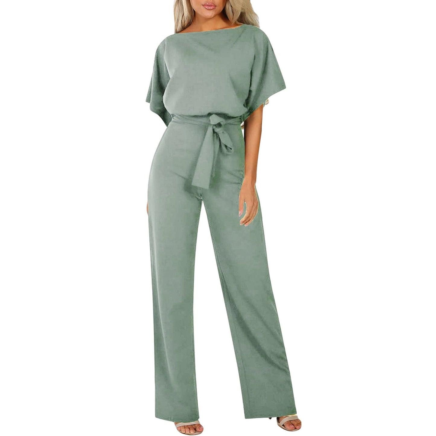 Damen Jumpsuit Taillengürtel Figurbetont