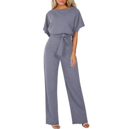 Damen Jumpsuit Taillengürtel Figurbetont