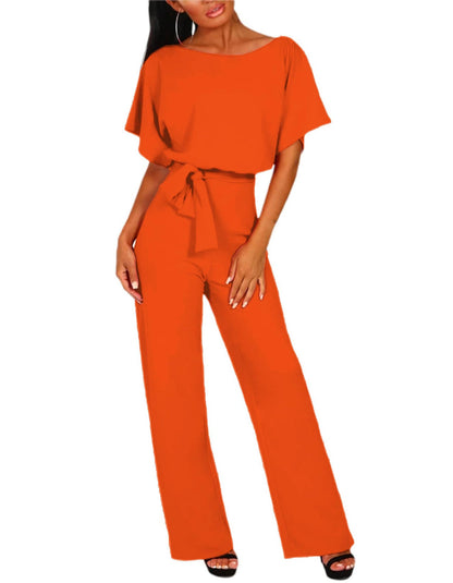 Damen Jumpsuit Taillengürtel Figurbetont