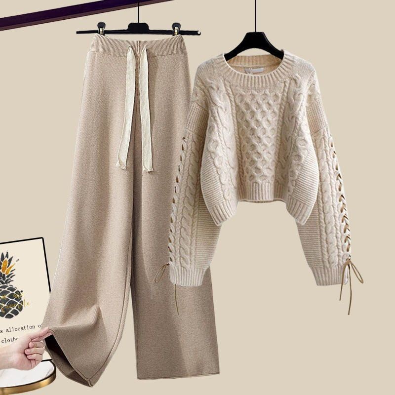 Damen Strickpullover und Hosen-Set Bequem