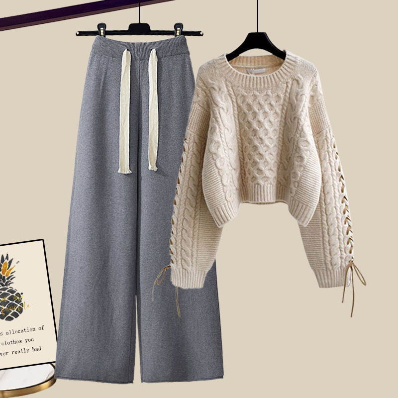 Damen Strickpullover und Hosen-Set Bequem