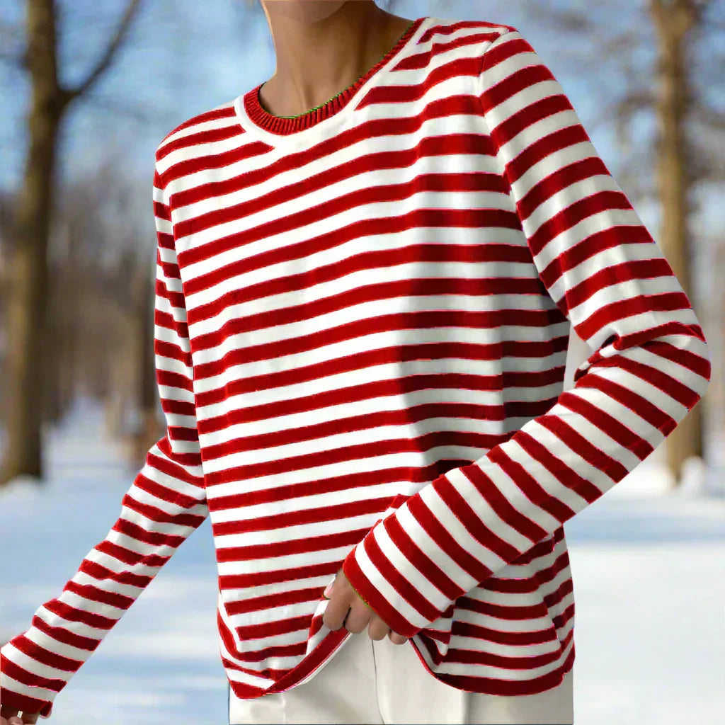 Damen Langarmshirt Lässig Gestreift