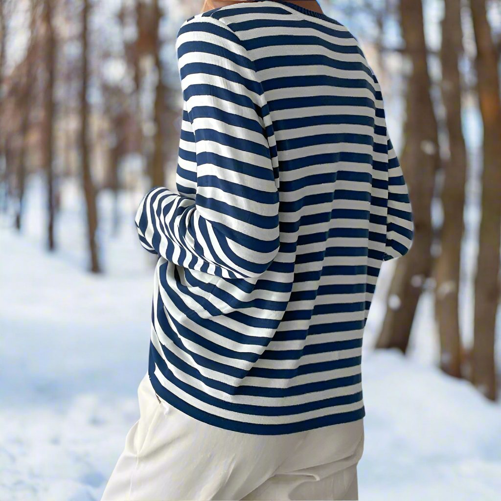 Damen Langarmshirt Lässig Gestreift