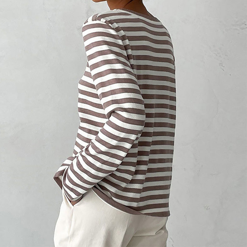 Norvielle Damen T-Shirt Gestreift Leichter Stoff