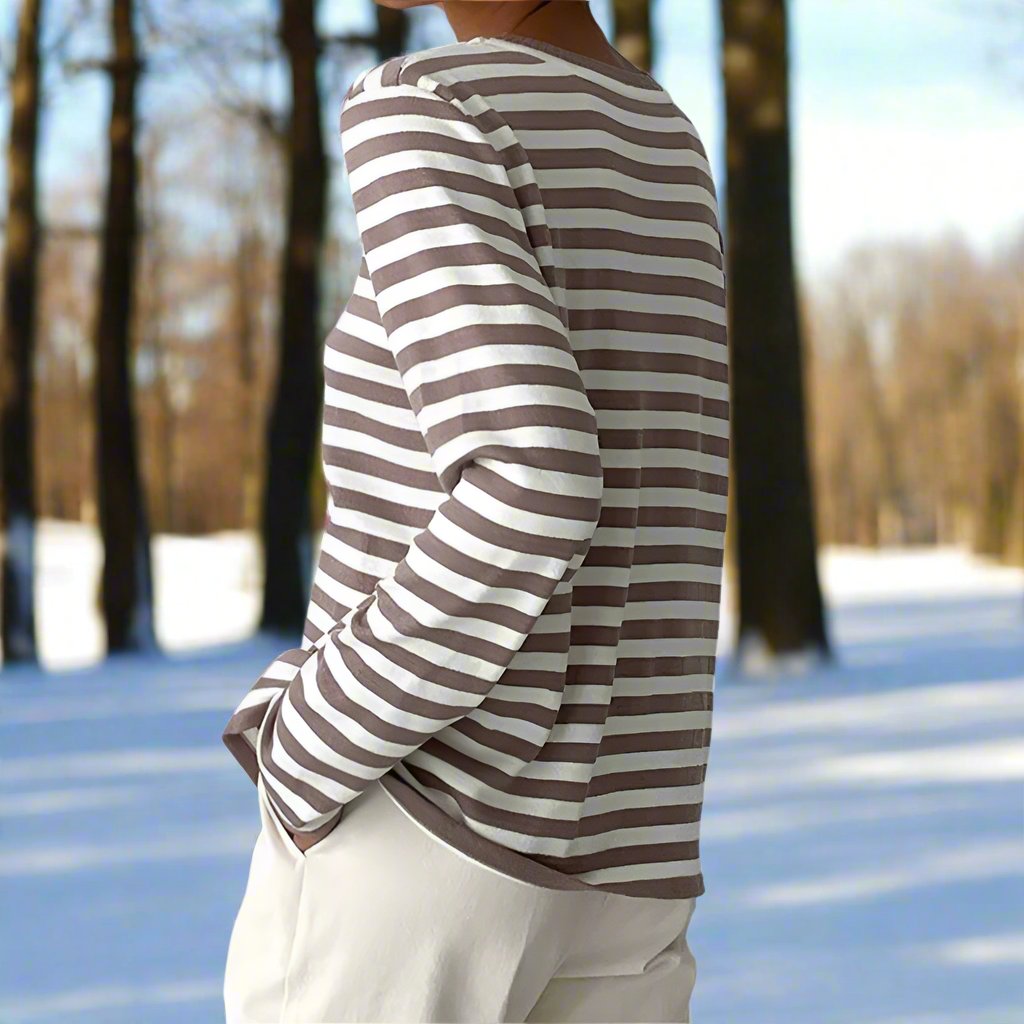 Damen Langarmshirt Lässig Gestreift