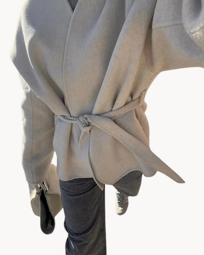 Damen Oversized Mantel mit Taillengürtel und Reverskragen