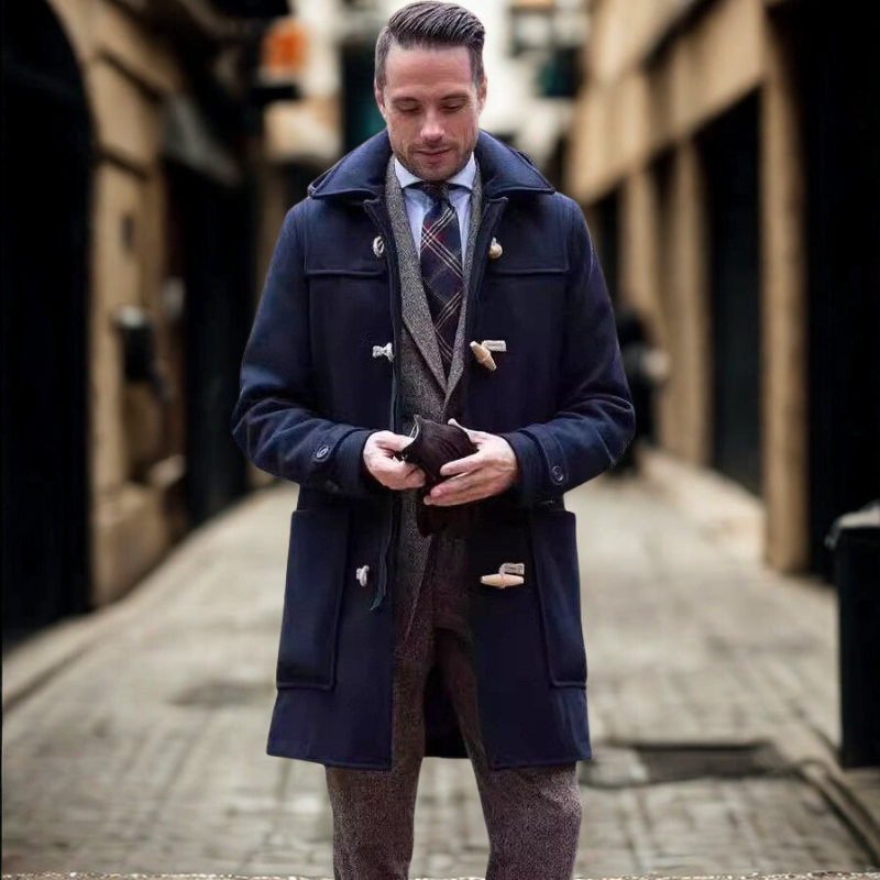 Herren Trenchcoat Halblang Mit Kapuze Knebelverschluss - Norvielle