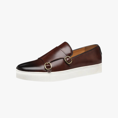 Herren Slip-On Loafers Schnallen Braun Leder - Norvielle