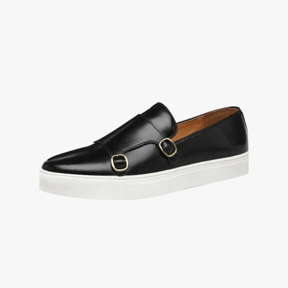 Herren Slip-On Loafers Schnallen Leder