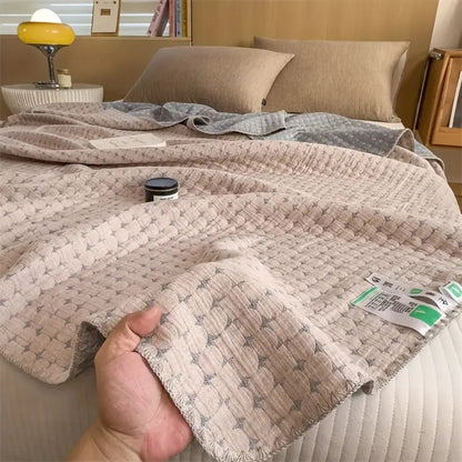 Matelassé Baumwolldecke Wende-Seersucker Optik Weiß