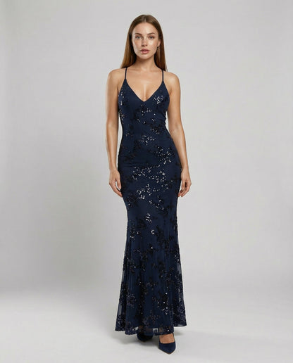 Elegantes Damen Abendkleid Glitzer Schwarz - Norvielle
