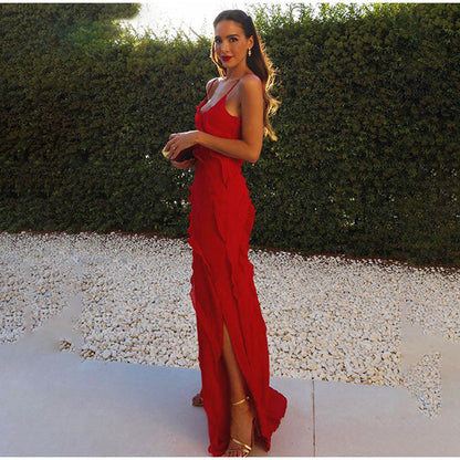 Damen Ärmelloses Maxikleid Rüschen