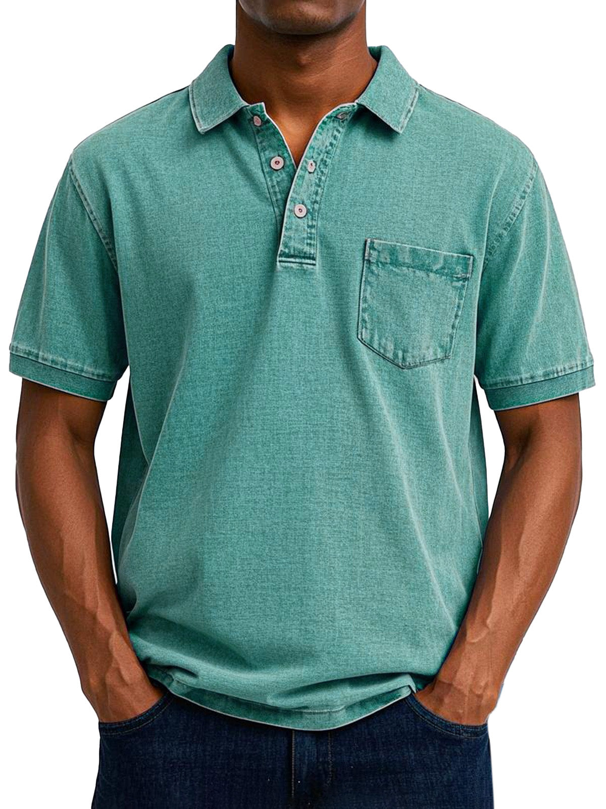 Herren Polo Shirt mit Brusttasche Baumwolle Lässig
