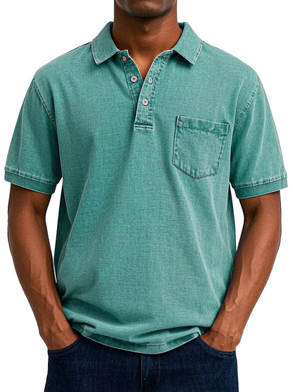 Herren Polo Shirt mit Brusttasche Baumwolle Lässig