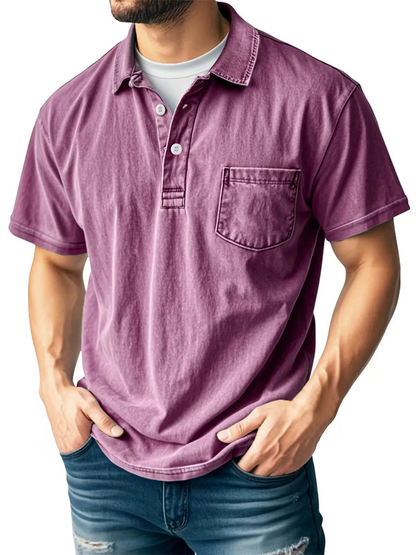 Herren Polo Shirt mit Brusttasche Baumwolle Lässig
