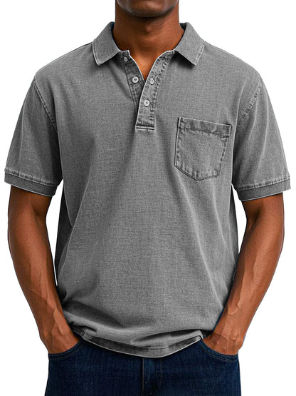 Herren Polo Shirt mit Brusttasche Baumwolle Lässig