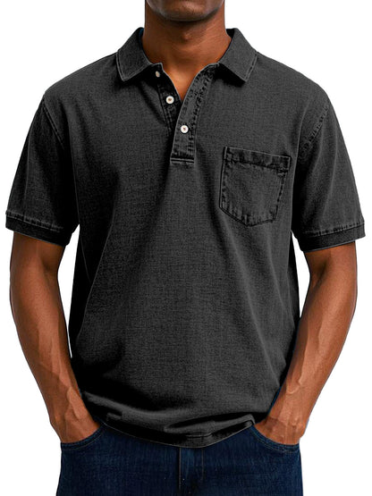 Herren Polo Shirt mit Brusttasche Baumwolle Lässig