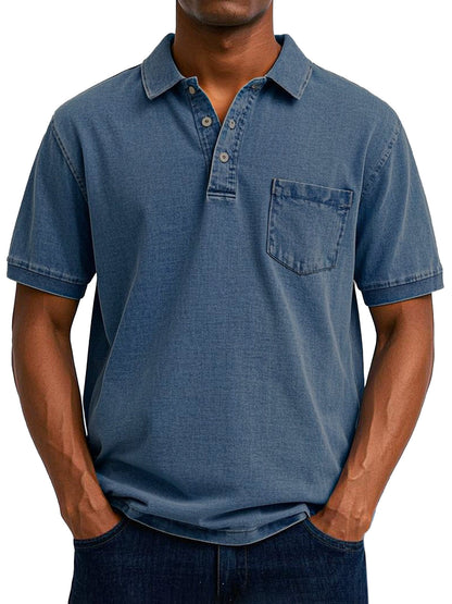 Herren Polo Shirt mit Brusttasche Baumwolle Lässig
