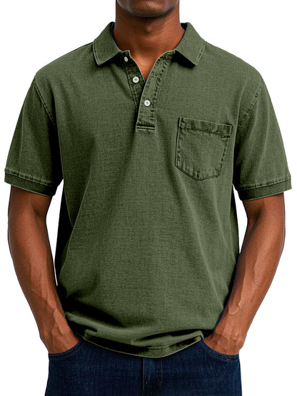 Herren Polo Shirt mit Brusttasche Baumwolle Lässig