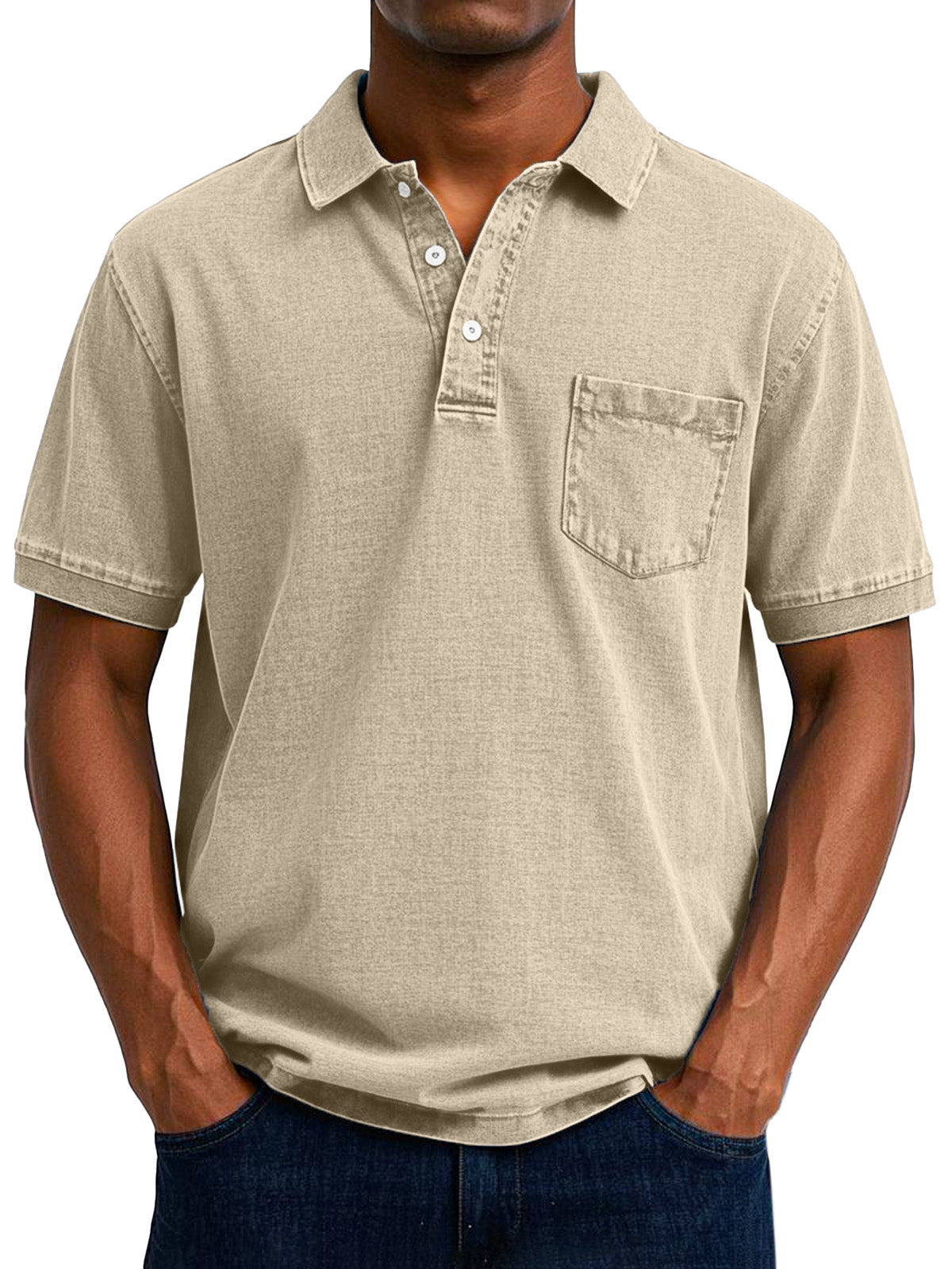 Herren Polo Shirt mit Brusttasche Baumwolle Lässig