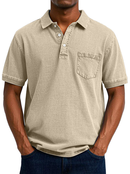 Herren Polo Shirt mit Brusttasche Baumwolle Lässig