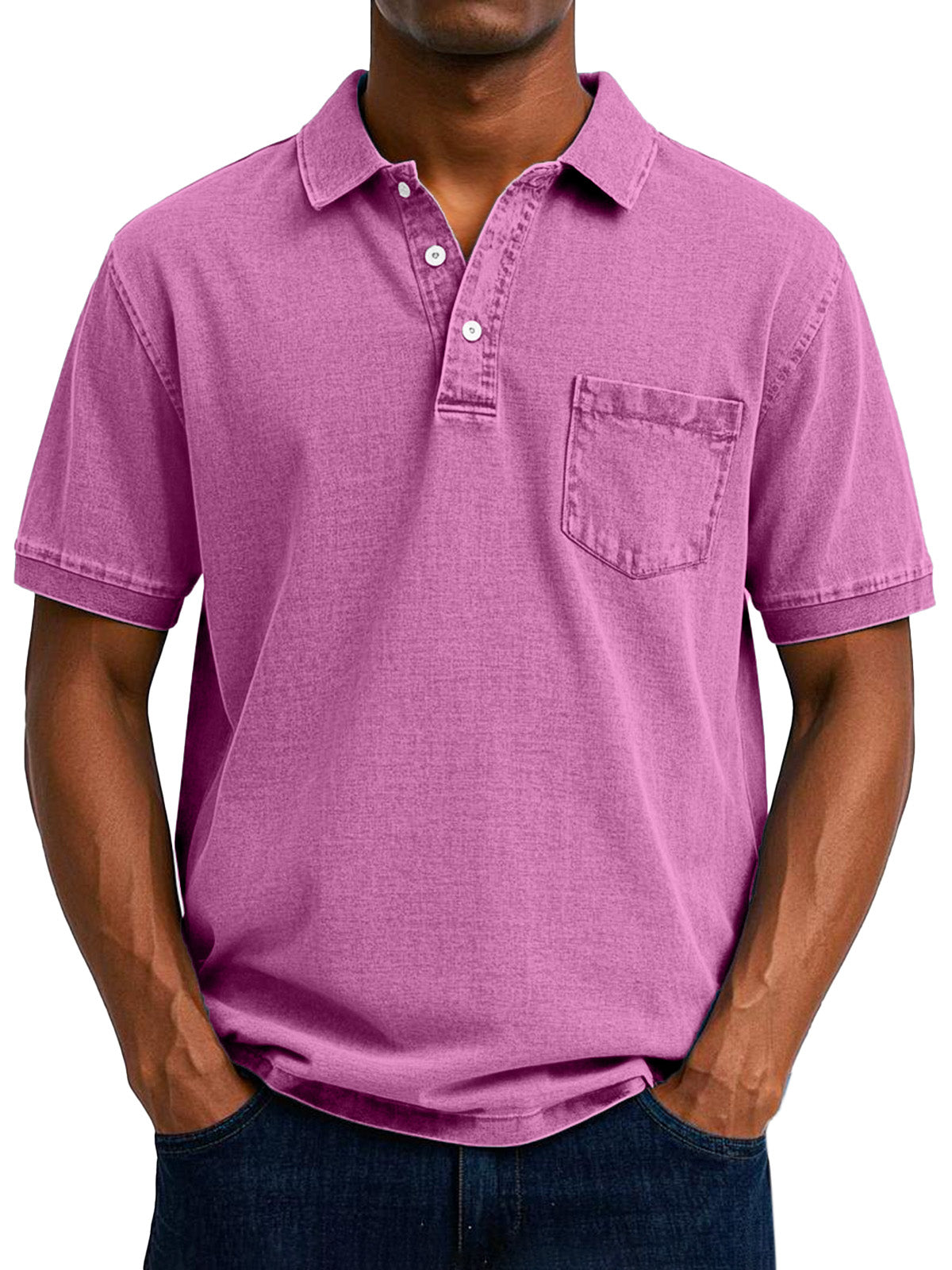 Herren Polo Shirt mit Brusttasche Baumwolle Lässig