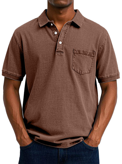Herren Polo Shirt mit Brusttasche Baumwolle Lässig