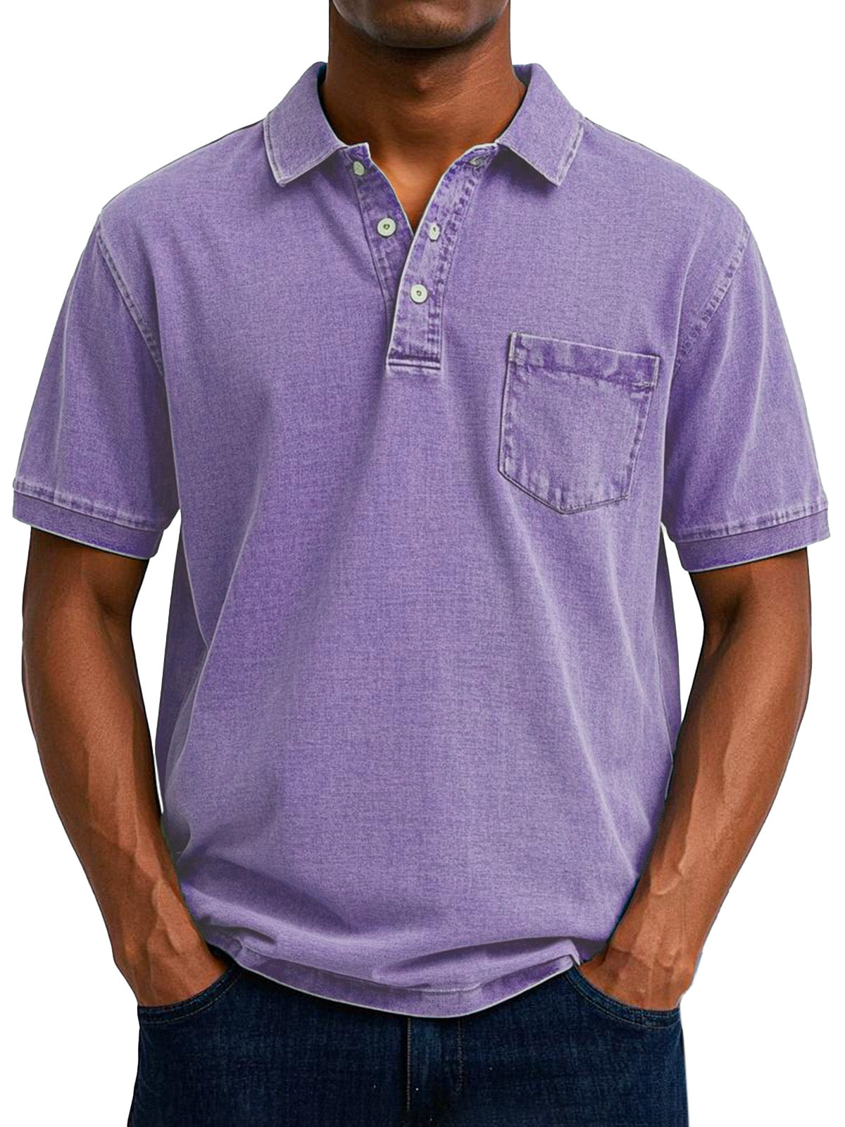 Herren Polo Shirt mit Brusttasche Baumwolle Lässig