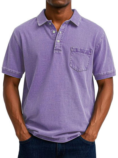 Herren Polo Shirt mit Brusttasche Baumwolle Lässig
