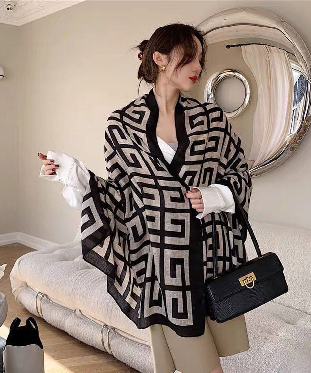Damen Schal Leichtgewicht Maze Print - Norvielle