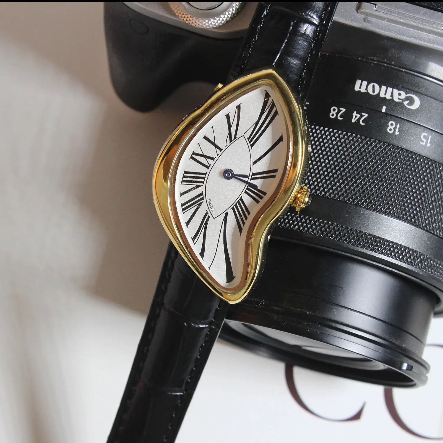 Melting Watch | Mode | Schwarzes Armband | Lederarmbanduhr | Herrenuhr-Chaps Herrenmode