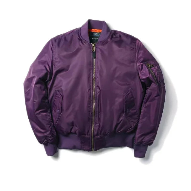 Daphne MA-1 Bomberjacke in Lila – Vorderansicht

