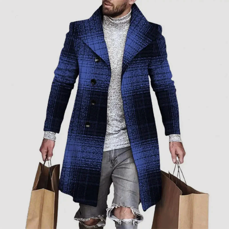 Herren Karierter Mantel Stylisch Vielseitig