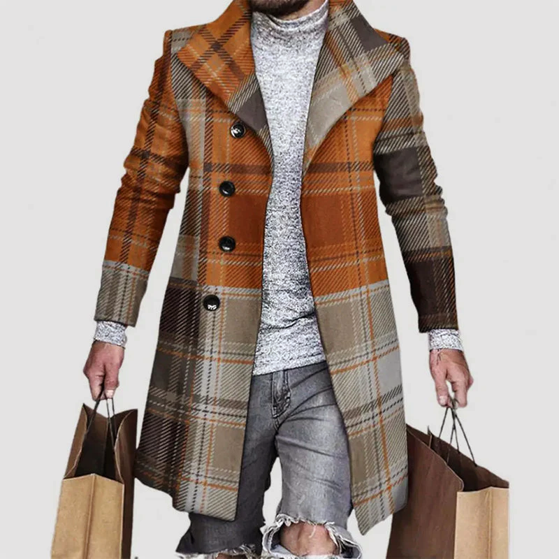 Herren Karierter Mantel Stylisch Vielseitig - Norvielle