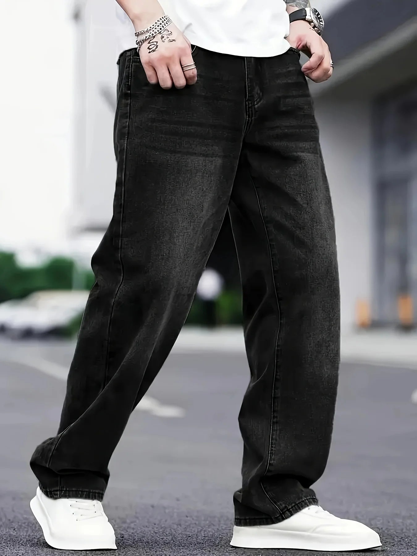 Norvielle Herren Baggy Jeans Relaxed Fit Vintage Stil