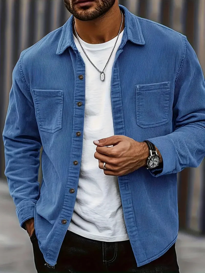 Herren Cordjacke Lässiger Schnitt Mit Taschen