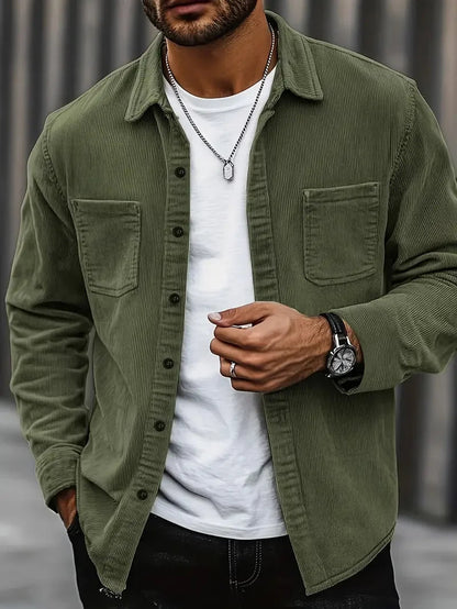Herren Cordjacke Lässiger Schnitt Mit Taschen