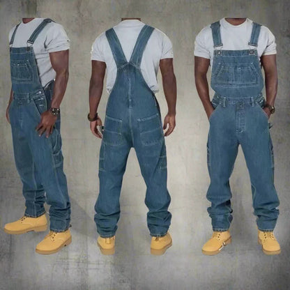 Herren Denim Overall mit Einsätzen Lässig