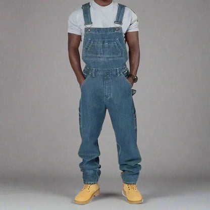 Herren Denim Overall mit Einsätzen Lässig
