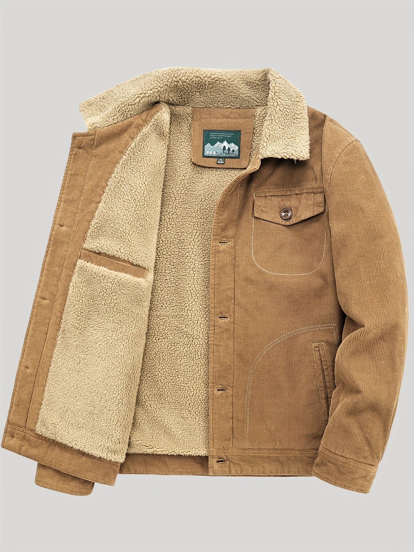 Herren Fleecejacke Winddicht Mit Knopfverschluss