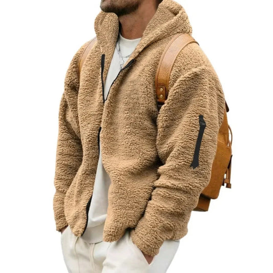 Herren Winter Fleecejacke Wasserfest mit Kapuze Schwarz - Norvielle