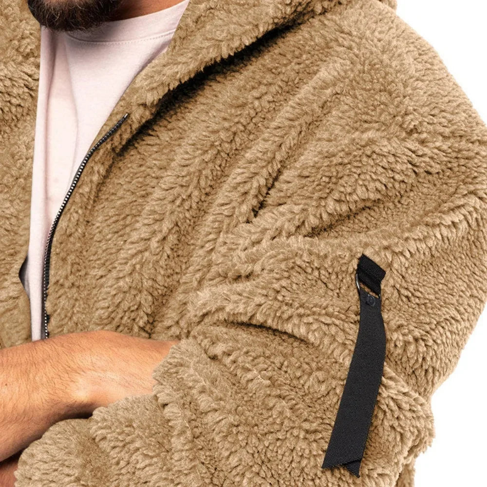 Herren Winter Fleecejacke Wasserfest mit Kapuze